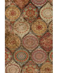 Azelya Desenli Pamuk Tabanlı Yıkanabilen Kaymaz Antibakteriyel Şönil Salon Halısı