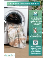 Marie Kadife Yıkanabilir Kaymaz Pamuk Tabanlı Antibakteriyel Salon Halısı