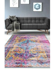 Begon Desenli Pamuk Tabanlı Yıkanabilen Kaymaz Antibakteriyel Şönil Salon Halısı