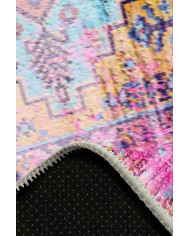 Begon Desenli Pamuk Tabanlı Yıkanabilen Kaymaz Antibakteriyel Şönil Salon Halısı