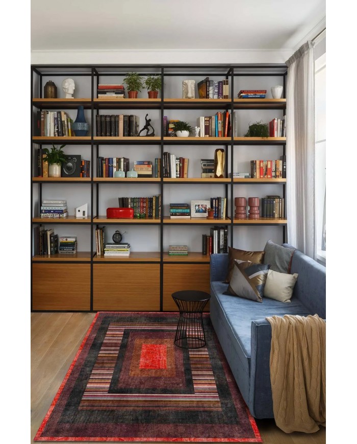 Bereys Desenli Pamuk Tabanlı Yıkanabilen Kaymaz Antibakteriyel Şönil Salon Halısı