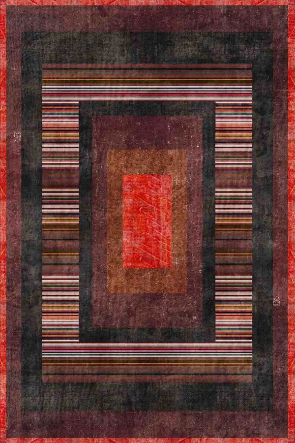 Bereys Desenli Pamuk Tabanlı Yıkanabilen Kaymaz Antibakteriyel Şönil Salon Halısı