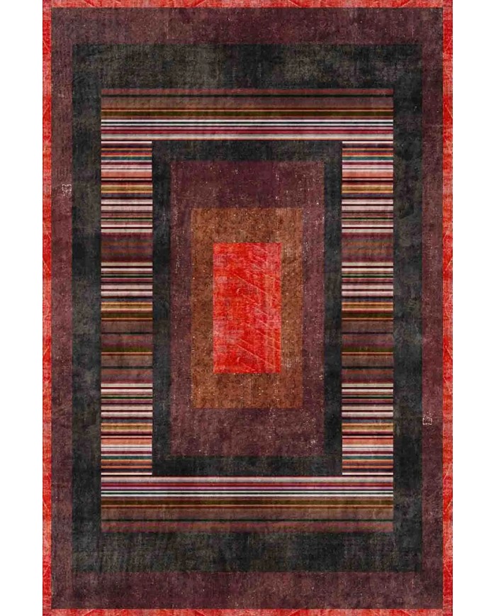 Bereys Desenli Pamuk Tabanlı Yıkanabilen Kaymaz Antibakteriyel Şönil Salon Halısı