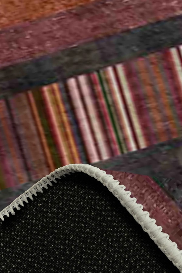 Bereys Desenli Pamuk Tabanlı Yıkanabilen Kaymaz Antibakteriyel Şönil Salon Halısı