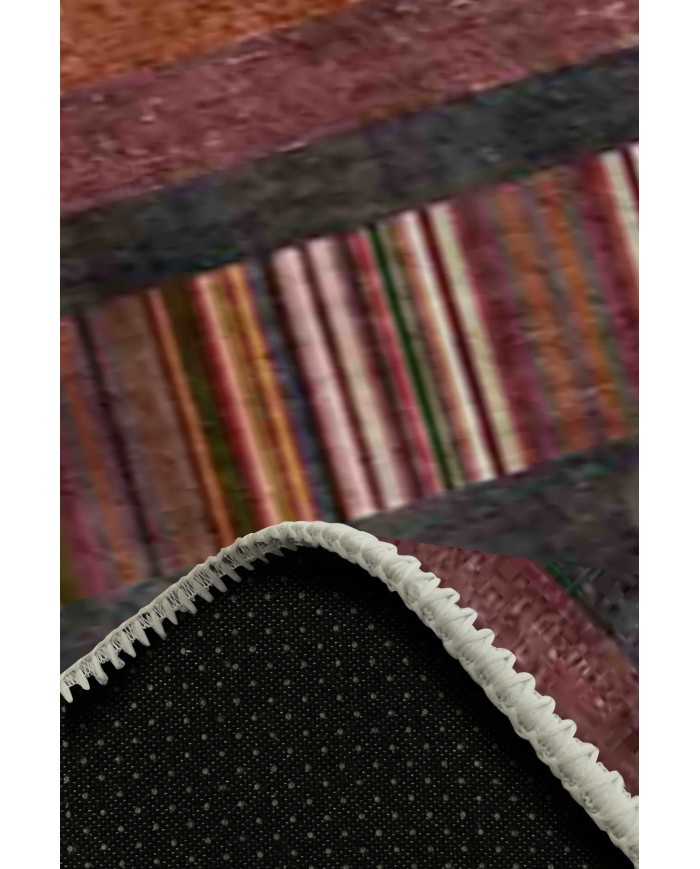 Bereys Desenli Pamuk Tabanlı Yıkanabilen Kaymaz Antibakteriyel Şönil Salon Halısı