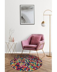 Blob Pamuk Tabanlı Yıkanabilen Kaymaz Antibakteriyel Şönil Yuvarlak Halı