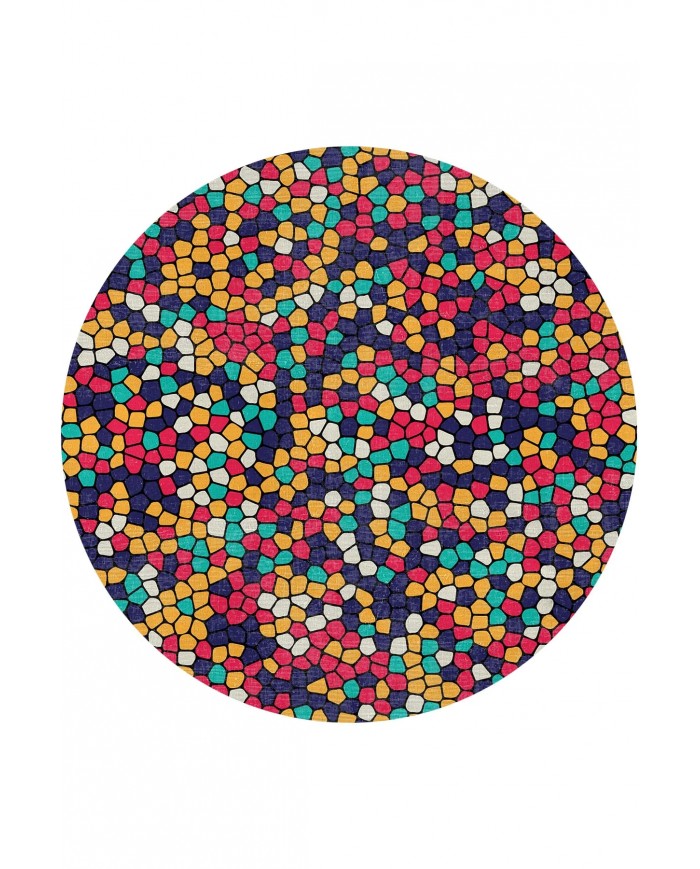 Blob Pamuk Tabanlı Yıkanabilen Kaymaz Antibakteriyel Şönil Yuvarlak Halı