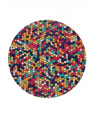 Blob Pamuk Tabanlı Yıkanabilen Kaymaz Antibakteriyel Şönil Yuvarlak Halı