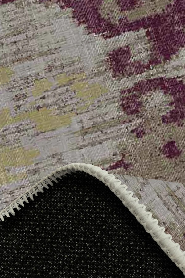 Brice Desenli Pamuk Tabanlı Yıkanabilen Kaymaz Antibakteriyel Şönil Salon Halısı