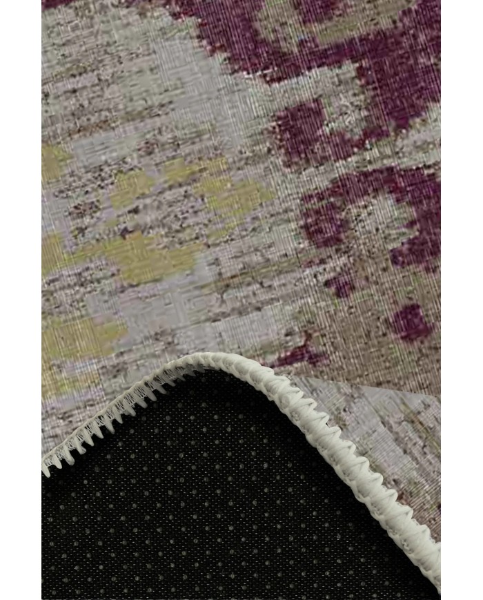 Brice Desenli Pamuk Tabanlı Yıkanabilen Kaymaz Antibakteriyel Şönil Salon Halısı