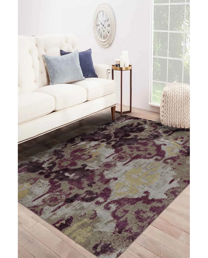 Brice Desenli Pamuk Tabanlı Yıkanabilen Kaymaz Antibakteriyel Şönil Salon Halısı