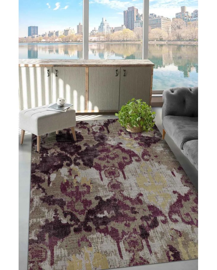 Brice Desenli Pamuk Tabanlı Yıkanabilen Kaymaz Antibakteriyel Şönil Salon Halısı