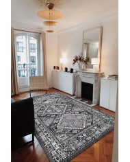 Cadie Desenli Pamuk Tabanlı Yıkanabilen Kaymaz Antibakteriyel Şönil Salon Halısı