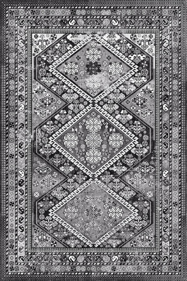 Cadie Desenli Pamuk Tabanlı Yıkanabilen Kaymaz Antibakteriyel Şönil Salon Halısı