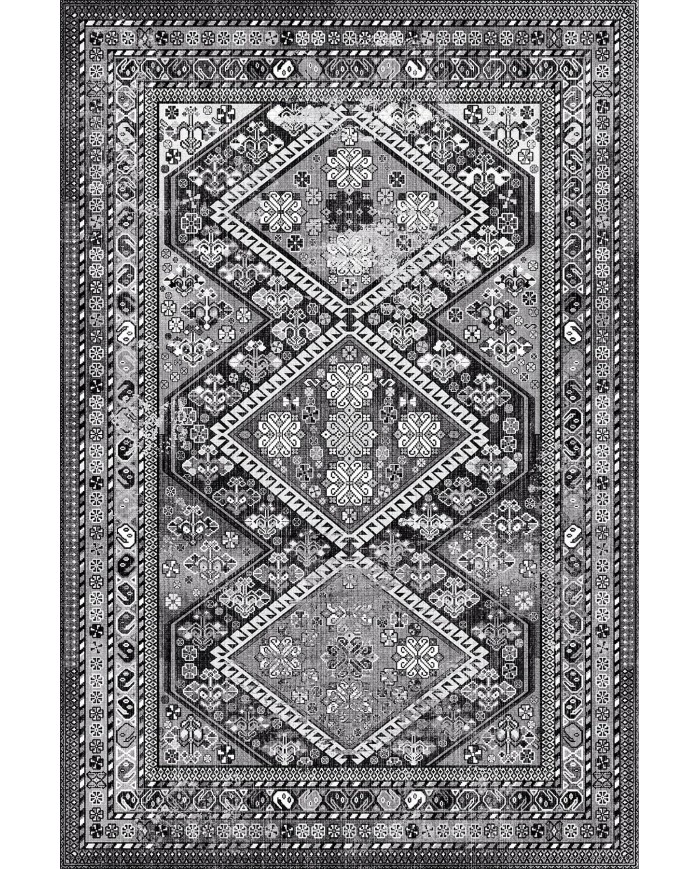 Cadie Desenli Pamuk Tabanlı Yıkanabilen Kaymaz Antibakteriyel Şönil Salon Halısı