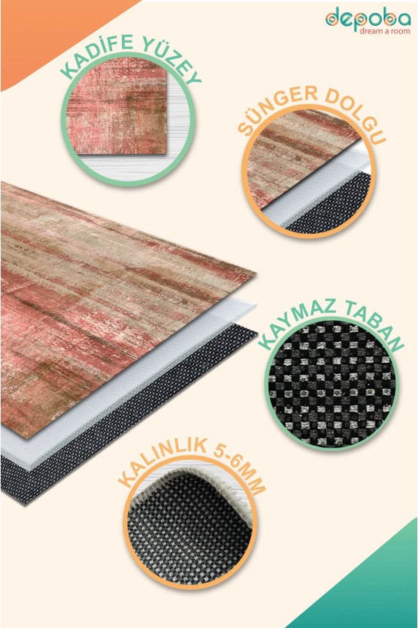 Matisse Kadife Yıkanabilir Kaymaz Pamuk Tabanlı Antibakteriyel Salon Halısı