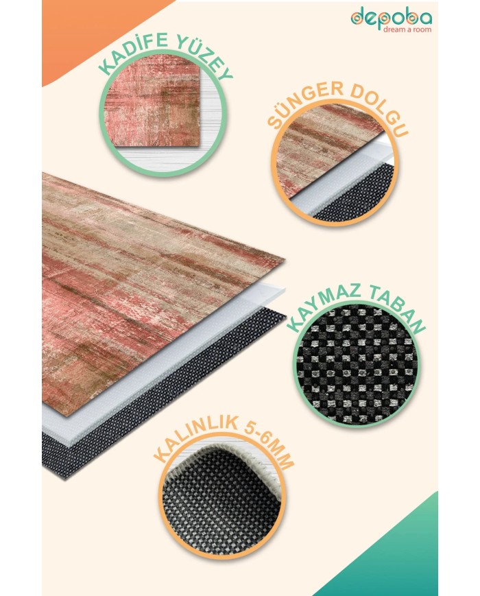 Matisse Kadife Yıkanabilir Kaymaz Pamuk Tabanlı Antibakteriyel Salon Halısı