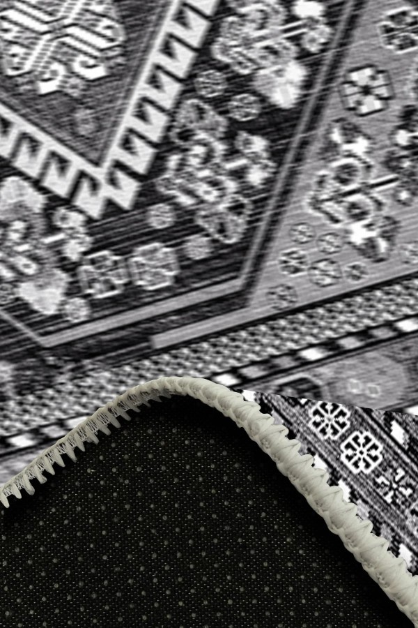 Cadie Desenli Pamuk Tabanlı Yıkanabilen Kaymaz Antibakteriyel Şönil Salon Halısı