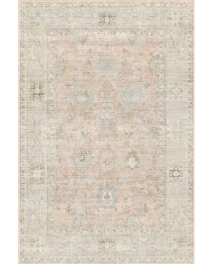 Carme Desenli Pamuk Tabanlı Yıkanabilen Kaymaz Antibakteriyel Şönil Salon Halısı