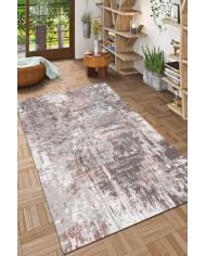 Carning Lora Desenli Pamuk Tabanlı Yıkanabilen Kaymaz Antibakteriyel Şönil Salon Halısı