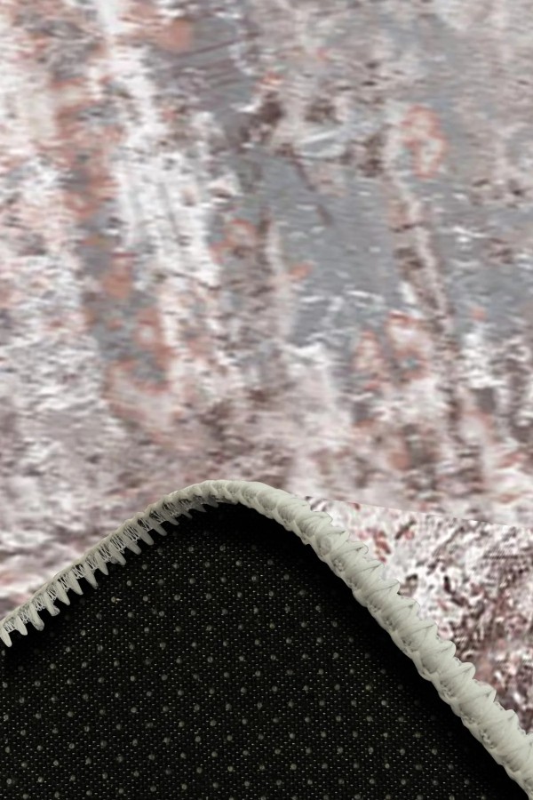 Carning Lora Desenli Pamuk Tabanlı Yıkanabilen Kaymaz Antibakteriyel Şönil Salon Halısı