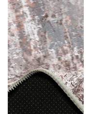 Carning Lora Desenli Pamuk Tabanlı Yıkanabilen Kaymaz Antibakteriyel Şönil Salon Halısı