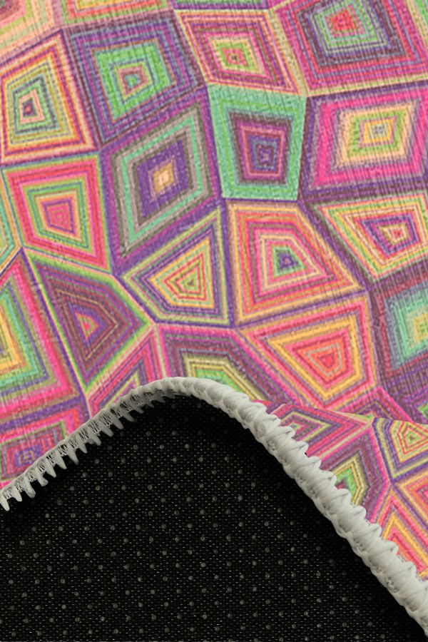 Cava Pamuk Tabanlı Yıkanabilen Kaymaz Antibakteriyel Şönil Yuvarlak Halı