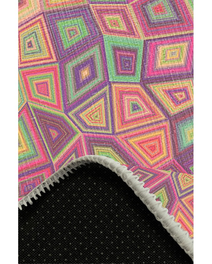 Cava Pamuk Tabanlı Yıkanabilen Kaymaz Antibakteriyel Şönil Yuvarlak Halı