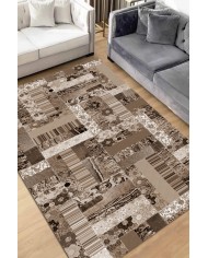 Chana Desenli Pamuk Tabanlı Yıkanabilen Kaymaz Antibakteriyel Şönil Salon Halısı