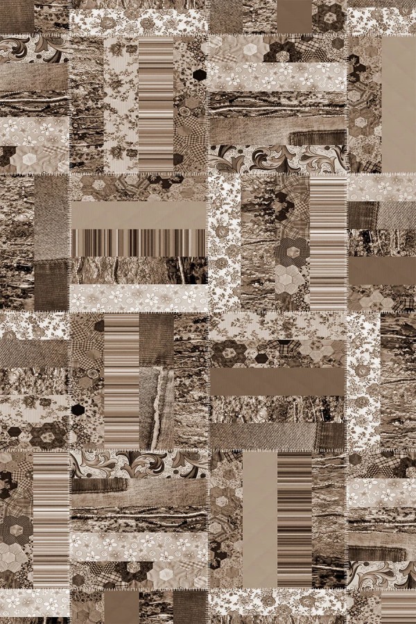 Chana Desenli Pamuk Tabanlı Yıkanabilen Kaymaz Antibakteriyel Şönil Salon Halısı