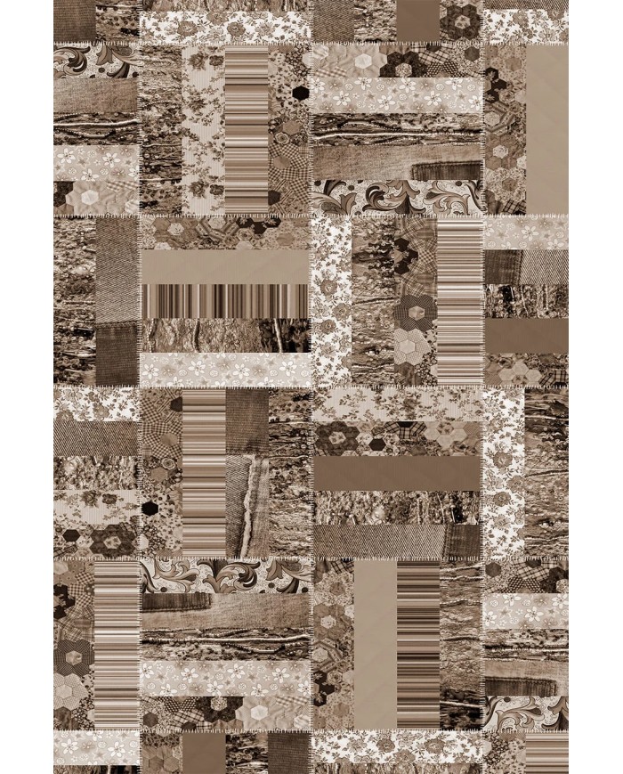 Chana Desenli Pamuk Tabanlı Yıkanabilen Kaymaz Antibakteriyel Şönil Salon Halısı