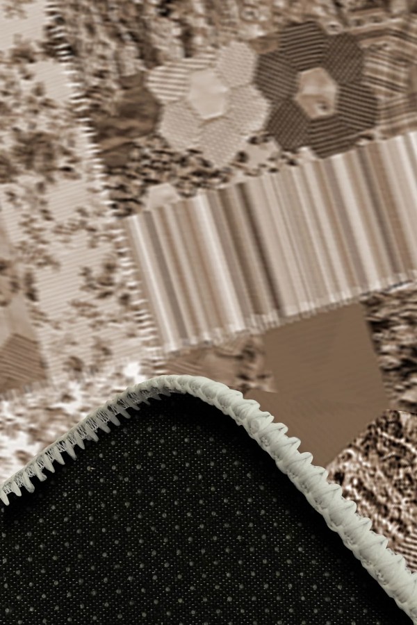 Chana Desenli Pamuk Tabanlı Yıkanabilen Kaymaz Antibakteriyel Şönil Salon Halısı