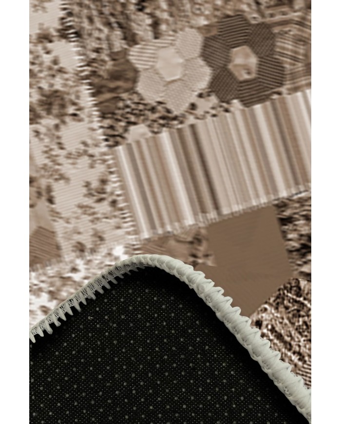 Chana Desenli Pamuk Tabanlı Yıkanabilen Kaymaz Antibakteriyel Şönil Salon Halısı