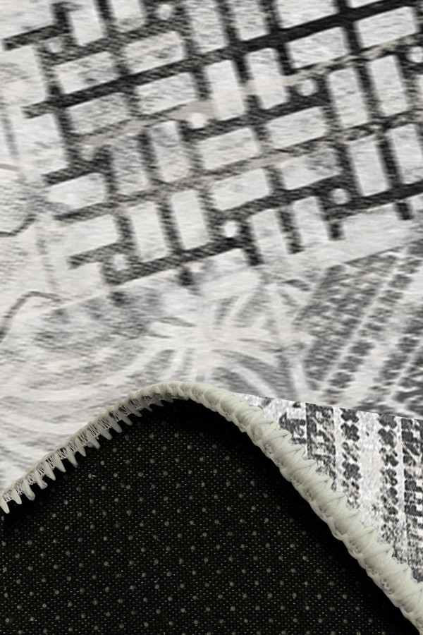 Chaz Desenli Pamuk Tabanlı Yıkanabilen Kaymaz Antibakteriyel Şönil Salon Halısı