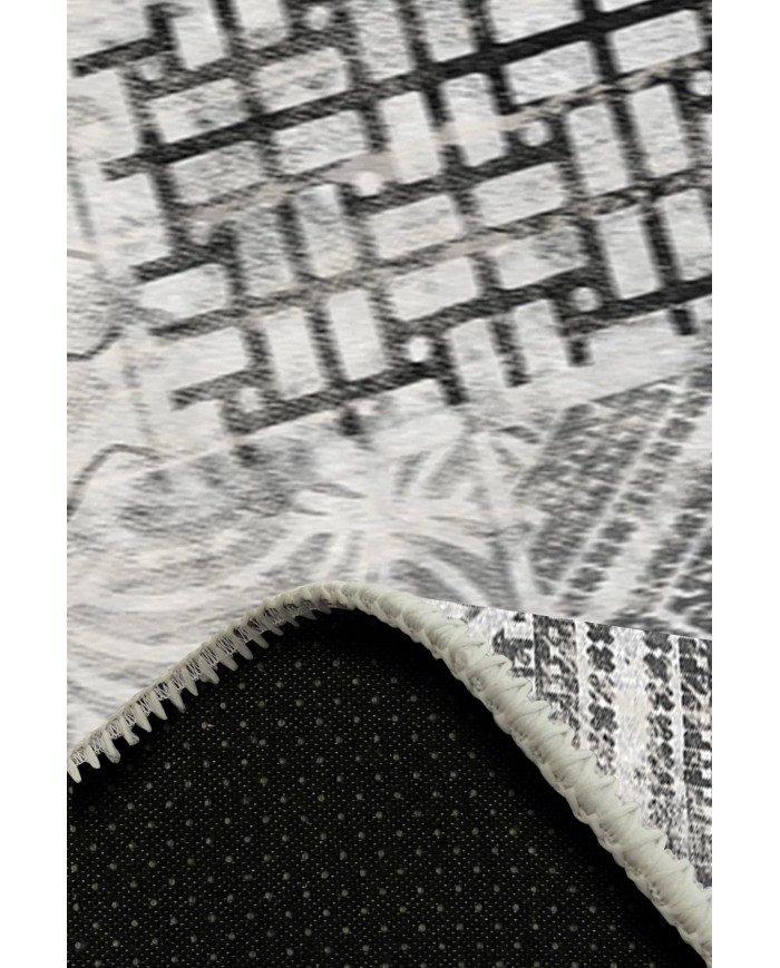 Chaz Desenli Pamuk Tabanlı Yıkanabilen Kaymaz Antibakteriyel Şönil Salon Halısı