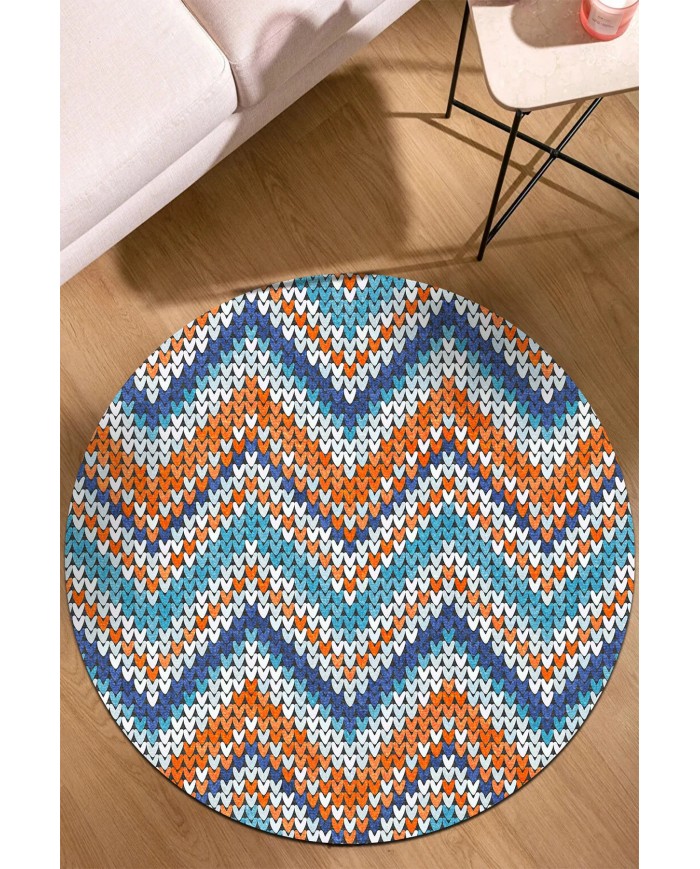 Colen Pamuk Tabanlı Yıkanabilen Kaymaz Antibakteriyel Şönil Yuvarlak Halı