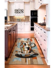 Cup Pamuk Tabanlı Yıkanabilen Kaydırmaz Antibakteriyel Şönil Mutfak Halısı