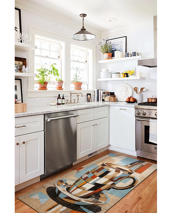 Cup Pamuk Tabanlı Yıkanabilen Kaydırmaz Antibakteriyel Şönil Mutfak Halısı