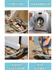 Cup Pamuk Tabanlı Yıkanabilen Kaydırmaz Antibakteriyel Şönil Mutfak Halısı
