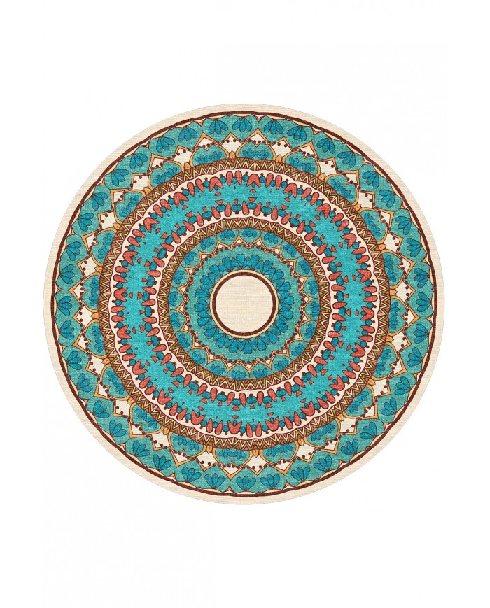 Derav Pamuk Tabanlı Yıkanabilen Kaymaz Antibakteriyel Şönil Yuvarlak Halı