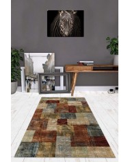 Daniela Desenli Pamuk Tabanlı Yıkanabilen Kaydırmaz Antibakteriyel Şönil Salon Halısı