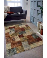 Daniela Desenli Pamuk Tabanlı Yıkanabilen Kaydırmaz Antibakteriyel Şönil Salon Halısı