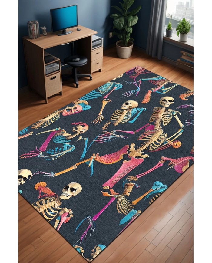 Bones Şönil Gamer Halısı Pamuk Tabanlı Yıkanabilen Kaymaz Genç Odası Oyuncu Gaming Halısı