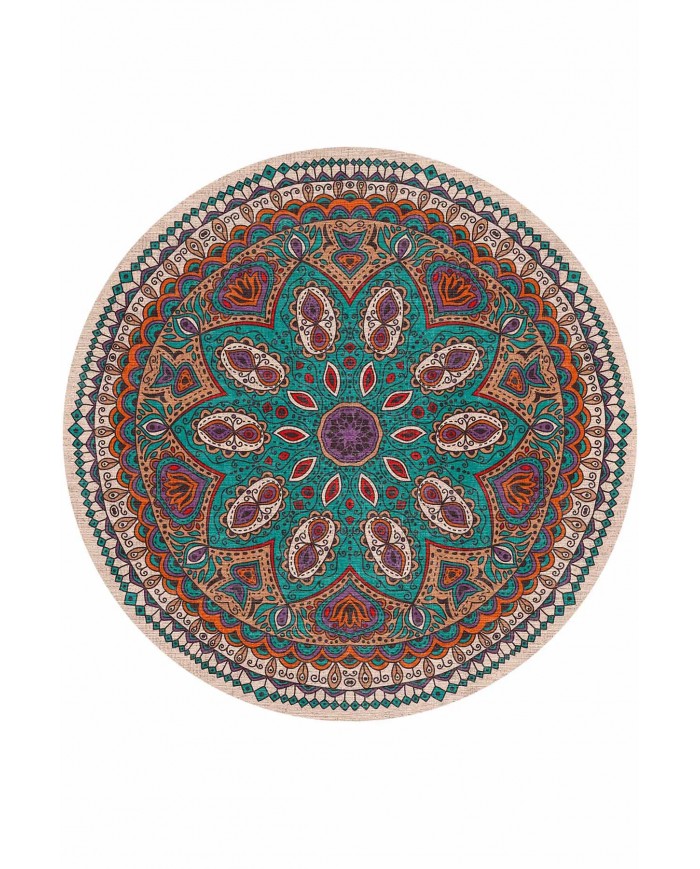 Delti Pamuk Tabanlı Yıkanabilen Kaymaz Antibakteriyel Şönil Yuvarlak Halı