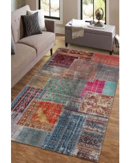 Denise Desenli Pamuk Tabanlı Yıkanabilen Kaymaz Antibakteriyel Şönil Salon Halısı