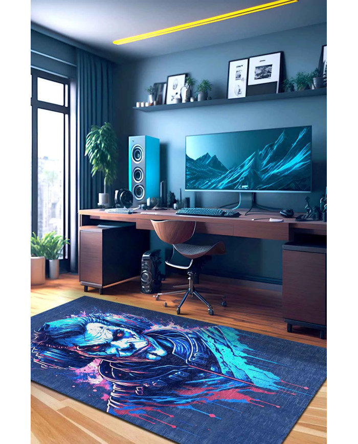 Alcohol Şönil Gamer Halısı Pamuk Tabanlı Yıkanabilen Kaymaz Genç Odası Oyuncu Gaming Halısı