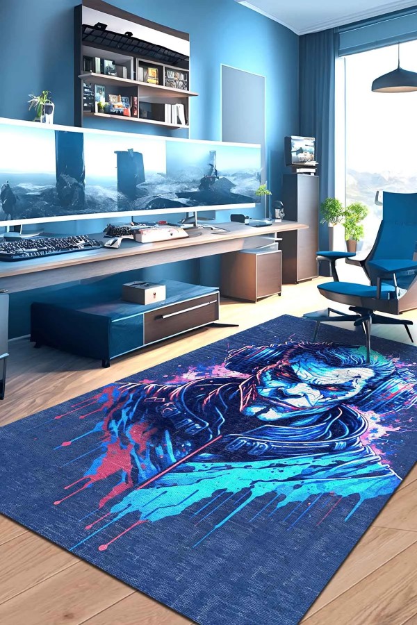 Alcohol Şönil Gamer Halısı Pamuk Tabanlı Yıkanabilen Kaymaz Genç Odası Oyuncu Gaming Halısı