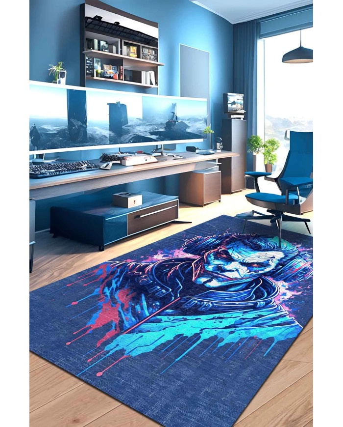 Alcohol Şönil Gamer Halısı Pamuk Tabanlı Yıkanabilen Kaymaz Genç Odası Oyuncu Gaming Halısı