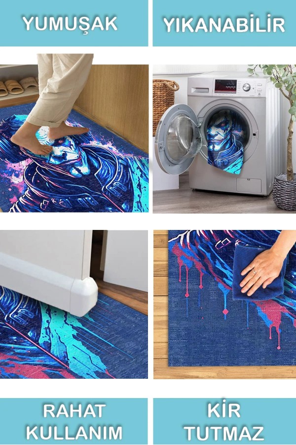 Alcohol Şönil Gamer Halısı Pamuk Tabanlı Yıkanabilen Kaymaz Genç Odası Oyuncu Gaming Halısı