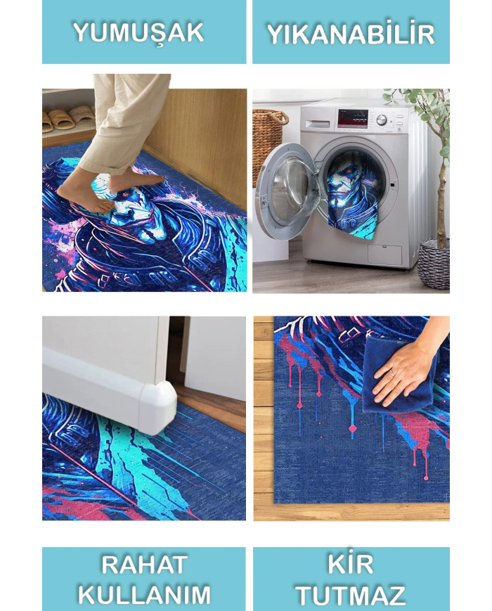 Alcohol Şönil Gamer Halısı Pamuk Tabanlı Yıkanabilen Kaymaz Genç Odası Oyuncu Gaming Halısı